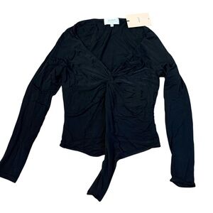 La Ligne Black Twist-Front Bodysuit Top NWT Size XL